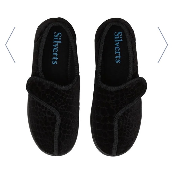 Silverts Women Extra Wide Easy Closure Comfort Slipper Black Animal Print 8 NWT - Picture 2 of 13